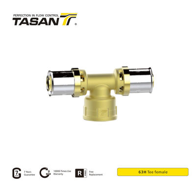 detail of ISO228 Thread Brass Press Fittings 16mm Female Tee Connector 63H