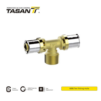 detail of Heating System Brass Press Fittings Male Tee Fitting ISO228 Thread 63G