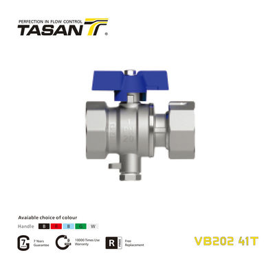 detail of VB202 41T Brass TSP Ball Valve With Swivel Nut And Butterfly Aluminium Handle PN 20Bar