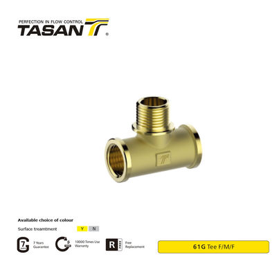 detail of ISO228 Thread Brass T Pipe Fitting Brass T Adapter For Sanitary F/M/F 61G